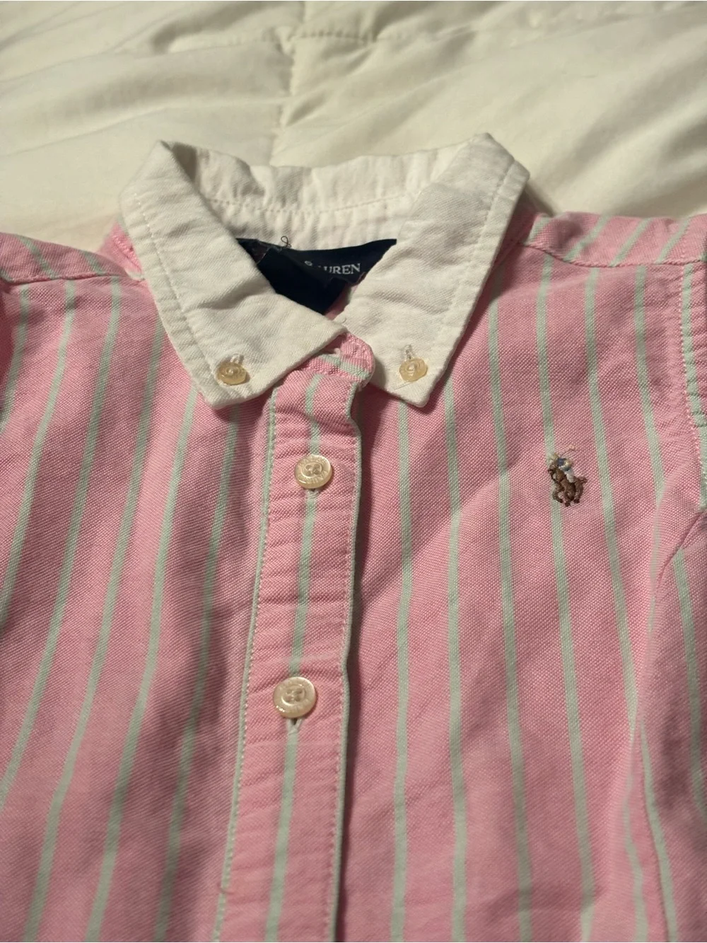 Ralph Lauren Pink and Light Blue Striped Sleeveless Ruffle Dress